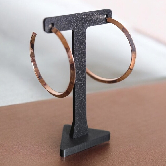 Rose Gold 2" Hoop Earrings, NIP - Picture 3 of 7